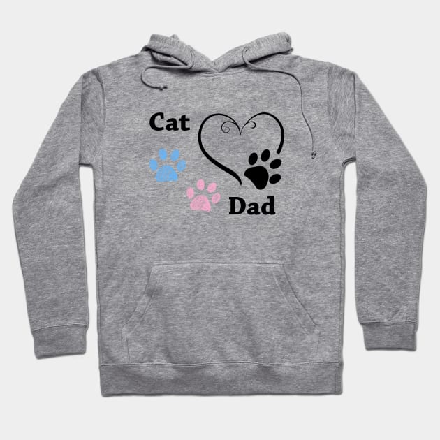 Cat Dad. Pink and blue paw print with hearts Hoodie by GULSENGUNEL